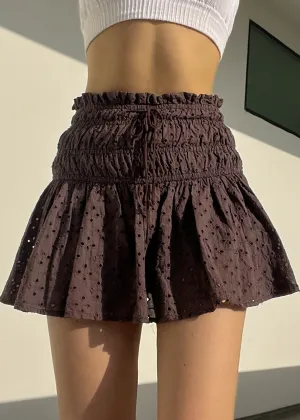 2000’s Brown Eyelet Scrunch Mini Skirt (S)