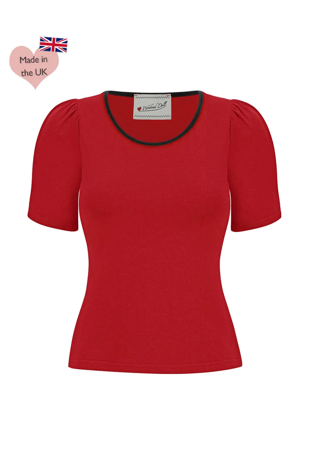 Ann Scoop Neck Top in Red