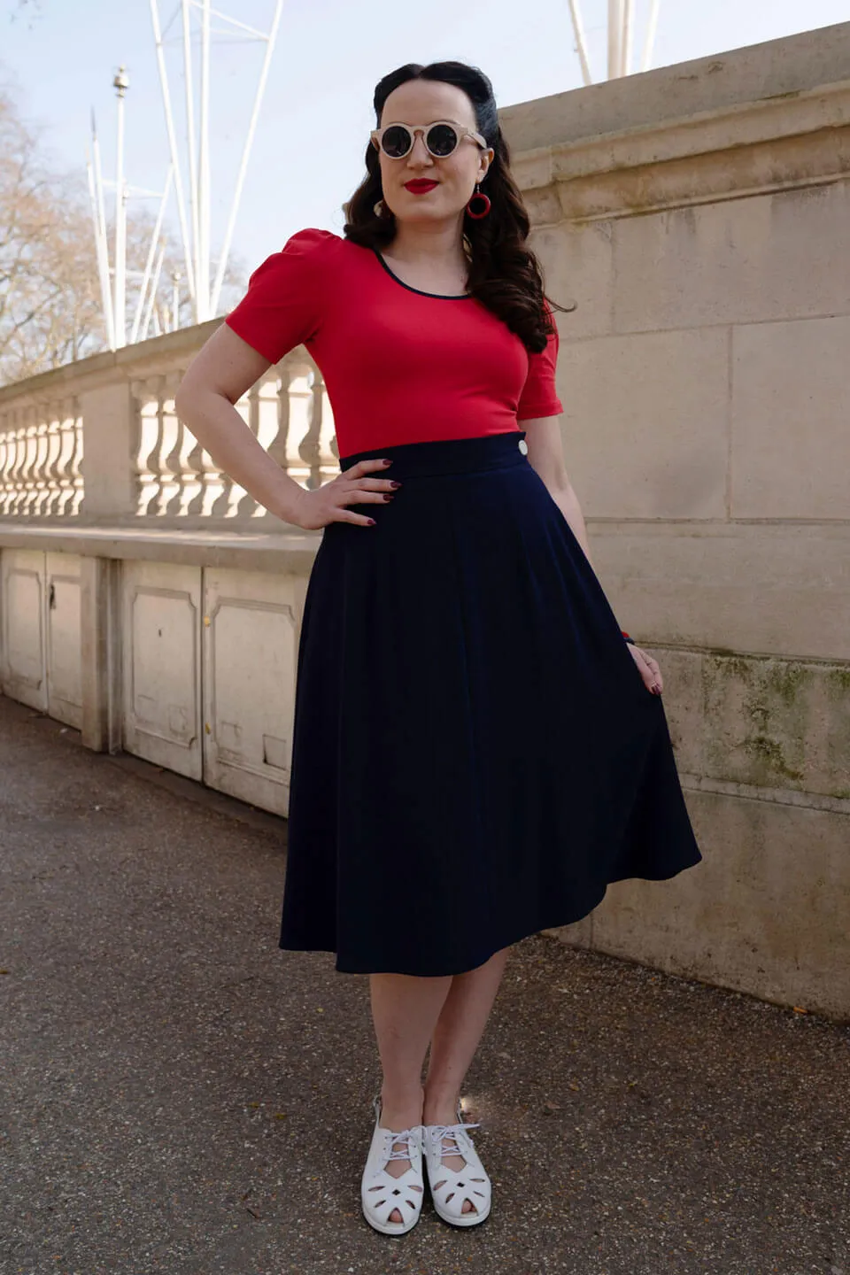 Ann Scoop Neck Top in Red