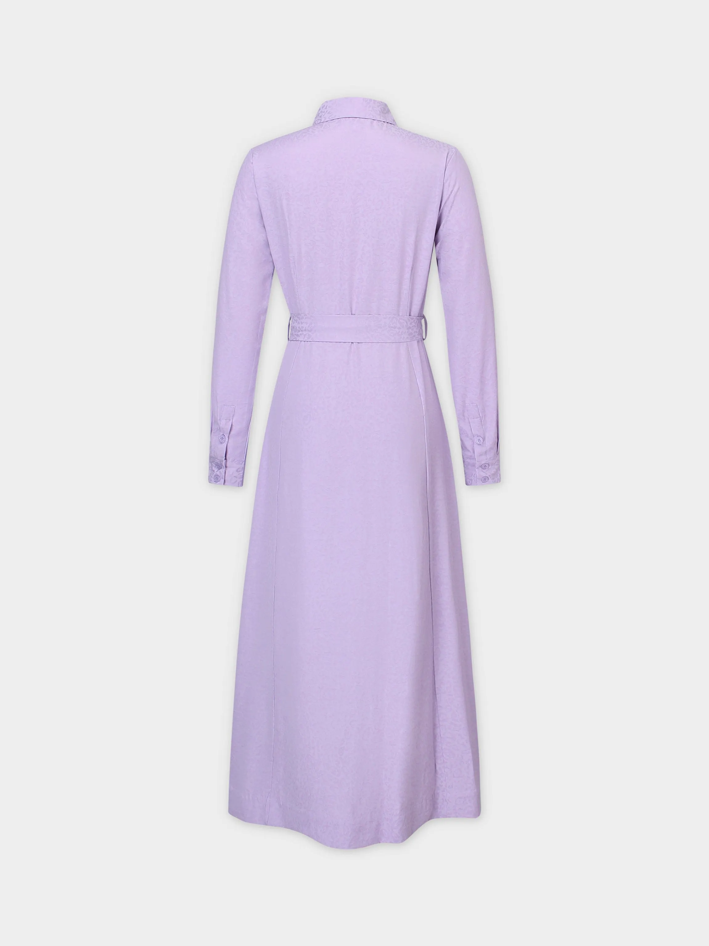 Basic Belted A-Line Dress-Lavender