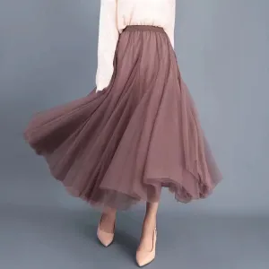 Big swing bouffant ankle-length skirt, high waist slim fairy skirt, net gauze skirt A-line skirt    S2550