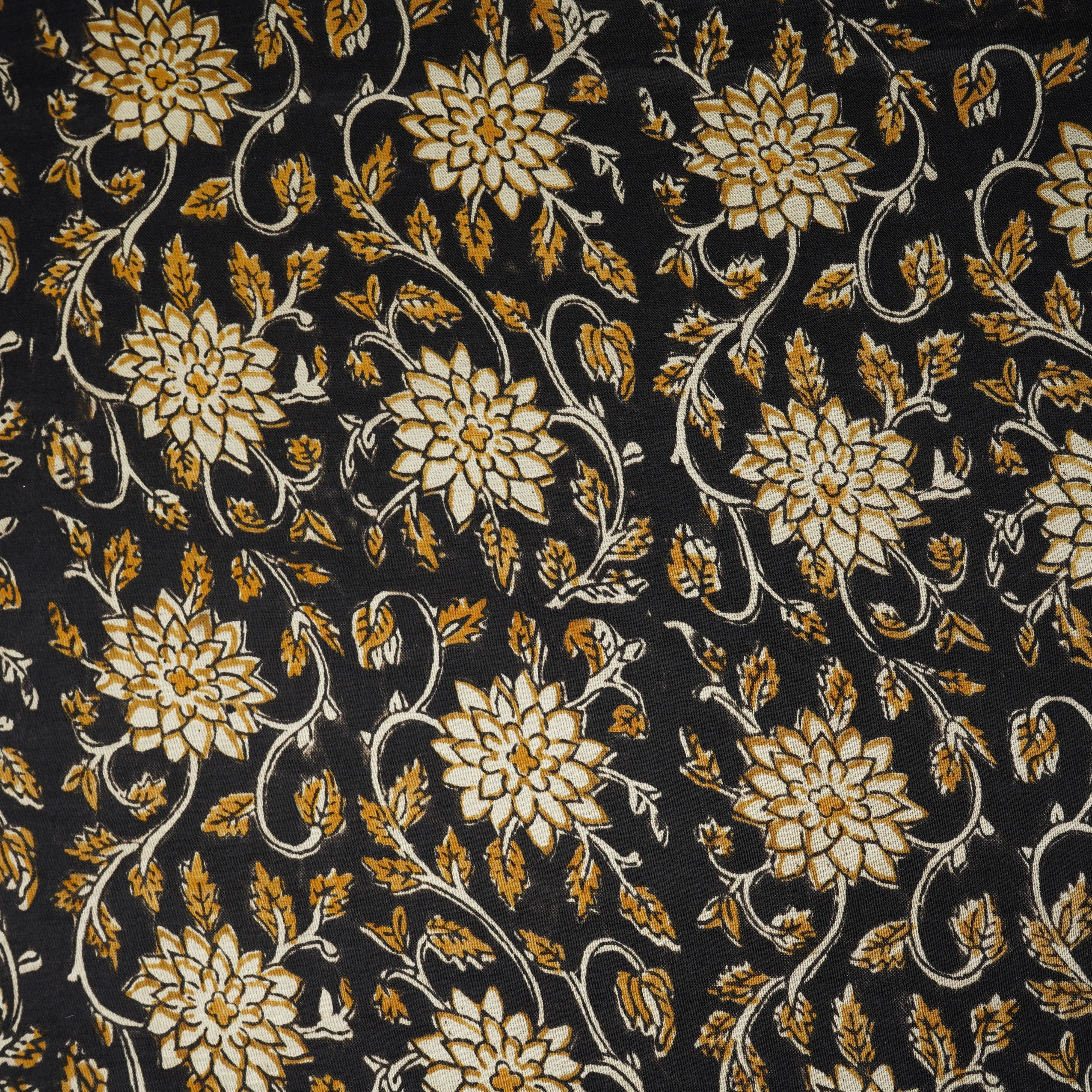 Black Ajrakh Madhubani Print Mashru Silk Fabric 20824