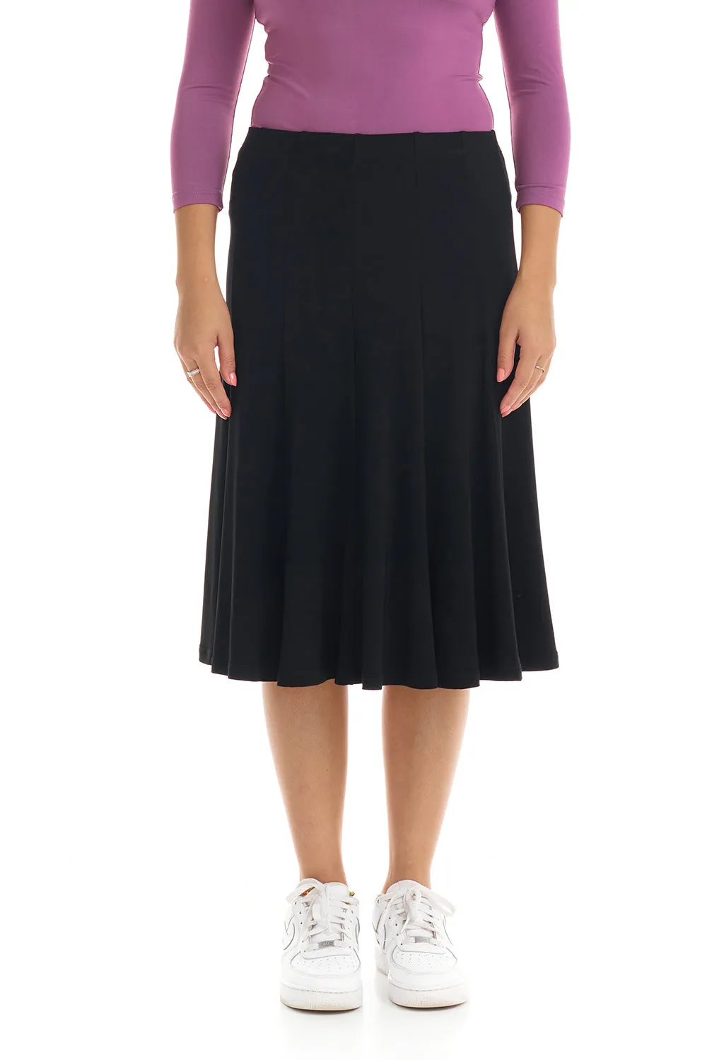 Black Below Knee Length Modest A-Line Skirt 'Florence'