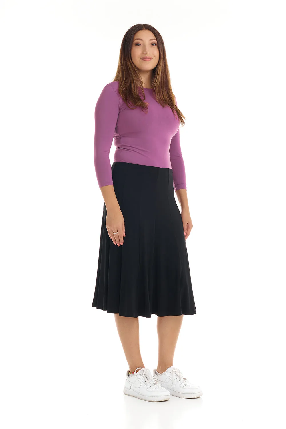 Black Below Knee Length Modest A-Line Skirt 'Florence'