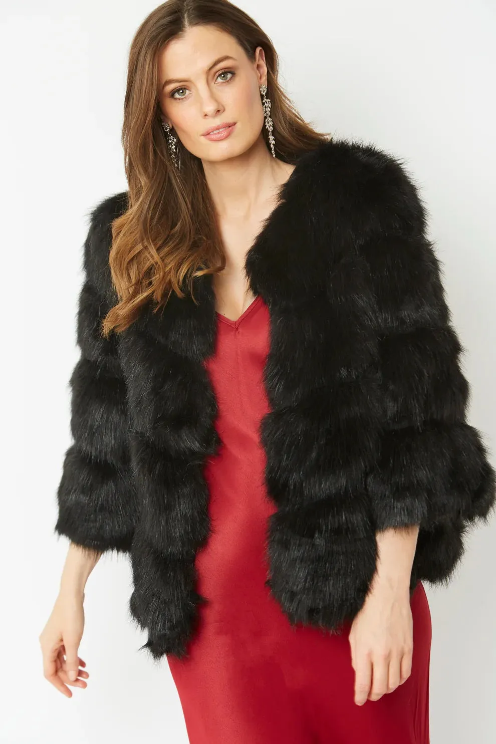 Black Faux Fur Ella Coat