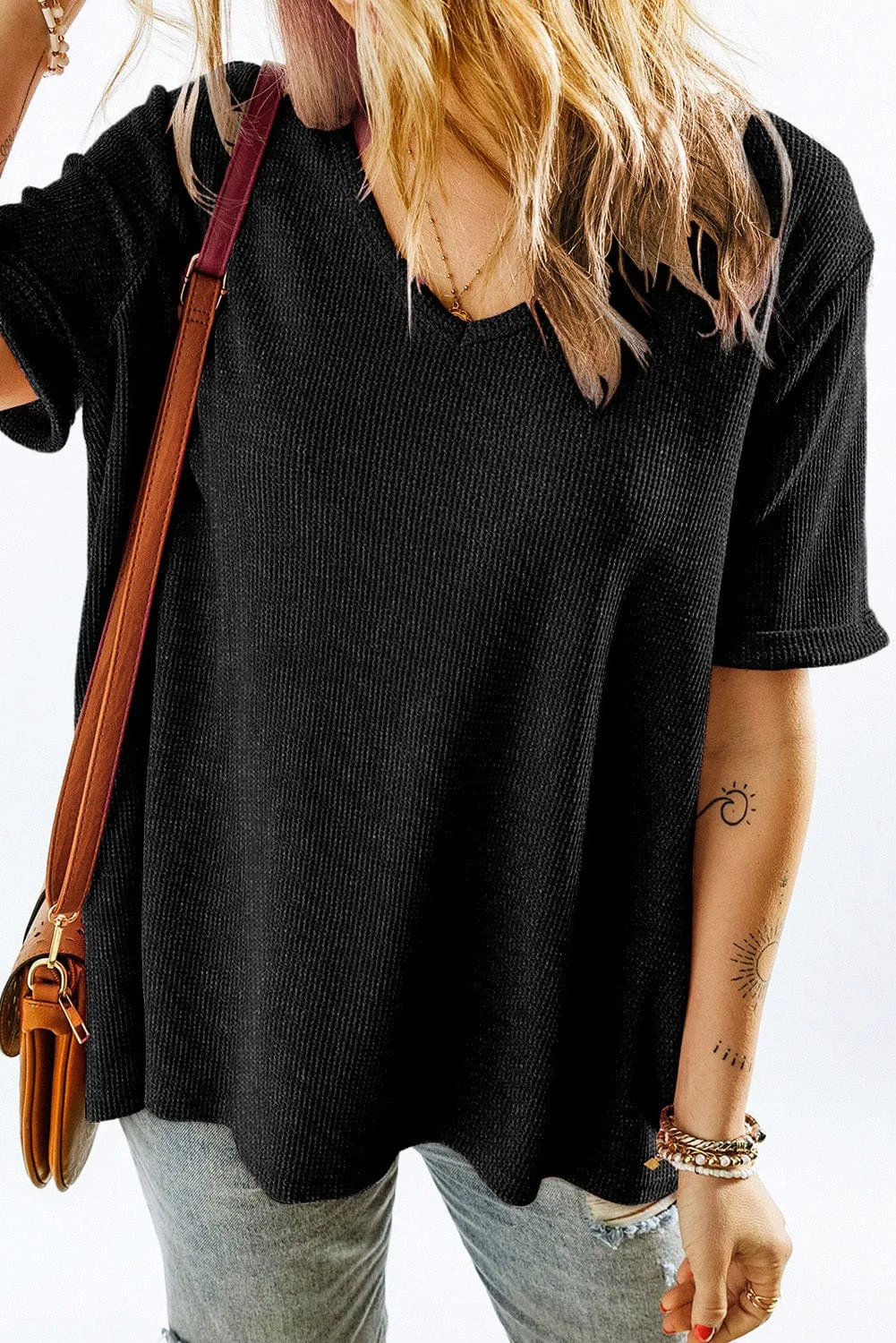 Black V-Neck T-Shirt for Women