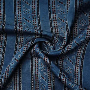 Blue Ajrakh Print Mashru Silk Fabric 20811