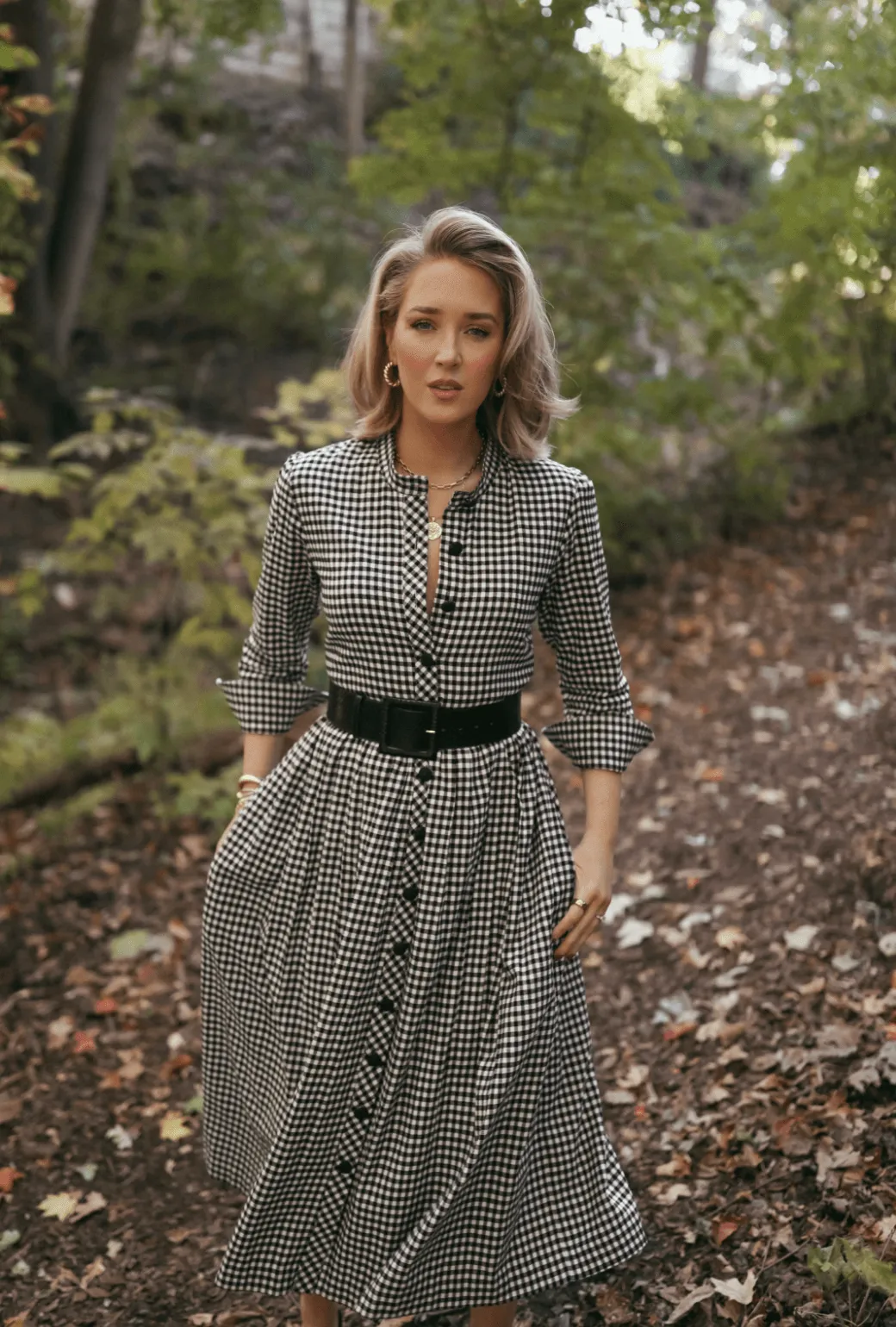 BURU x Mary Orton Mandarin Shirtdress - Black & White Cotton Gingham Flannel