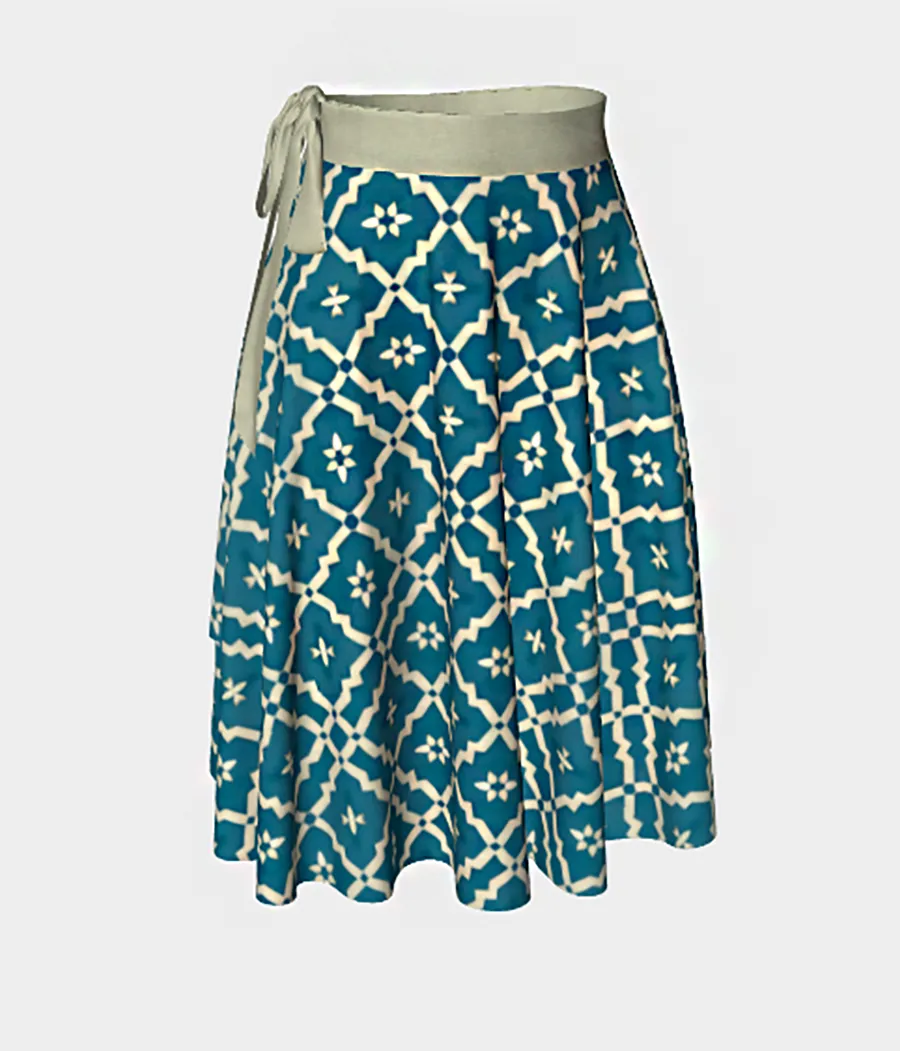 Camelbone Turquoise Flower Wrap Skirt