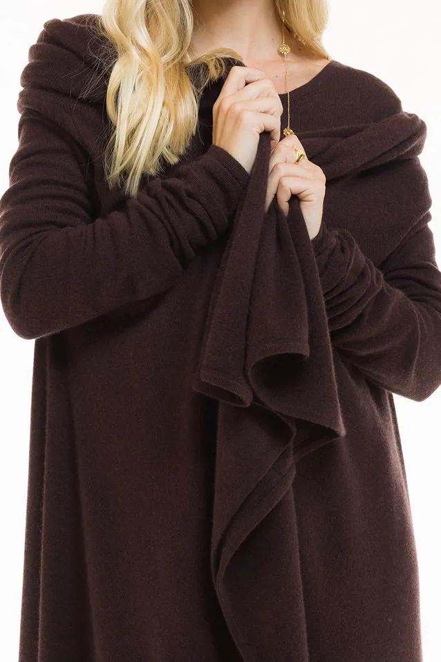 CASHMERE MAXI FITTED DRESS BROWN