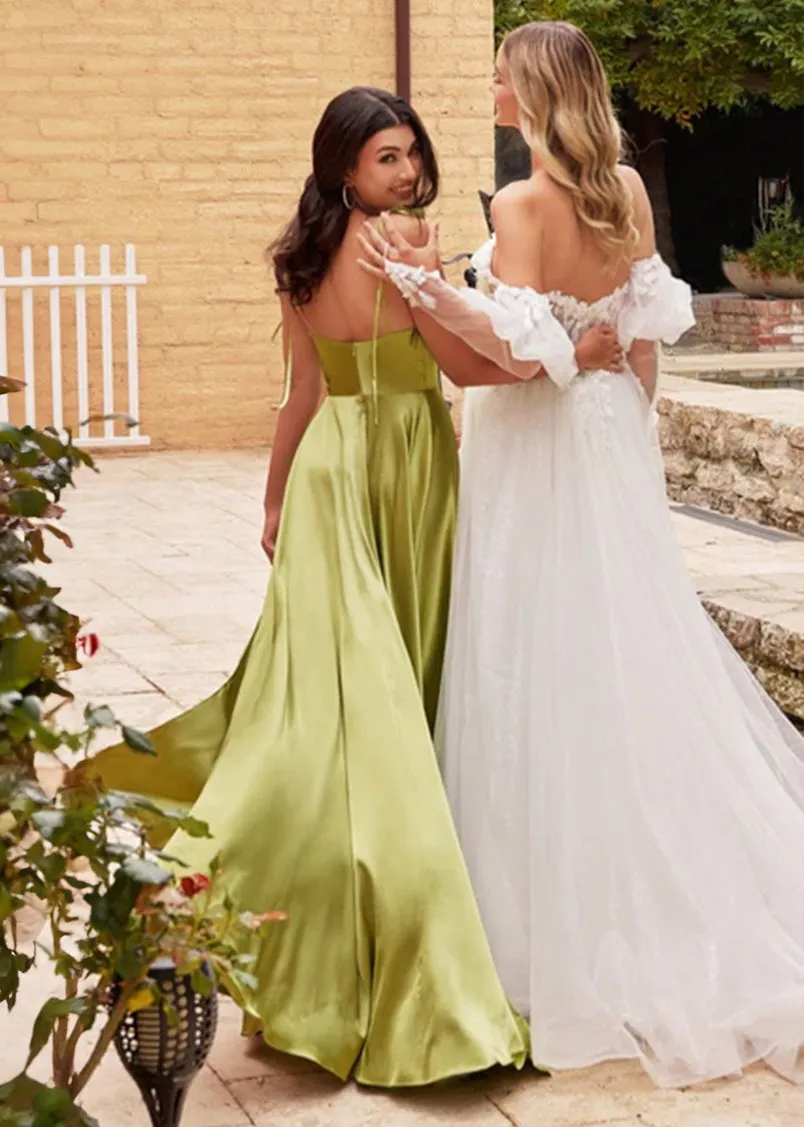 Chantelle Satin Cowl A-line Maxi Dress Greenery