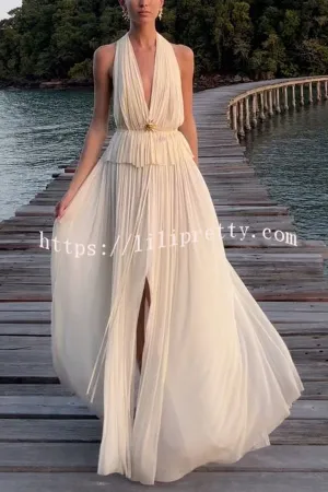 Chasing Sunsets Tulle Pleated Drawstring Waist Maxi Skirt