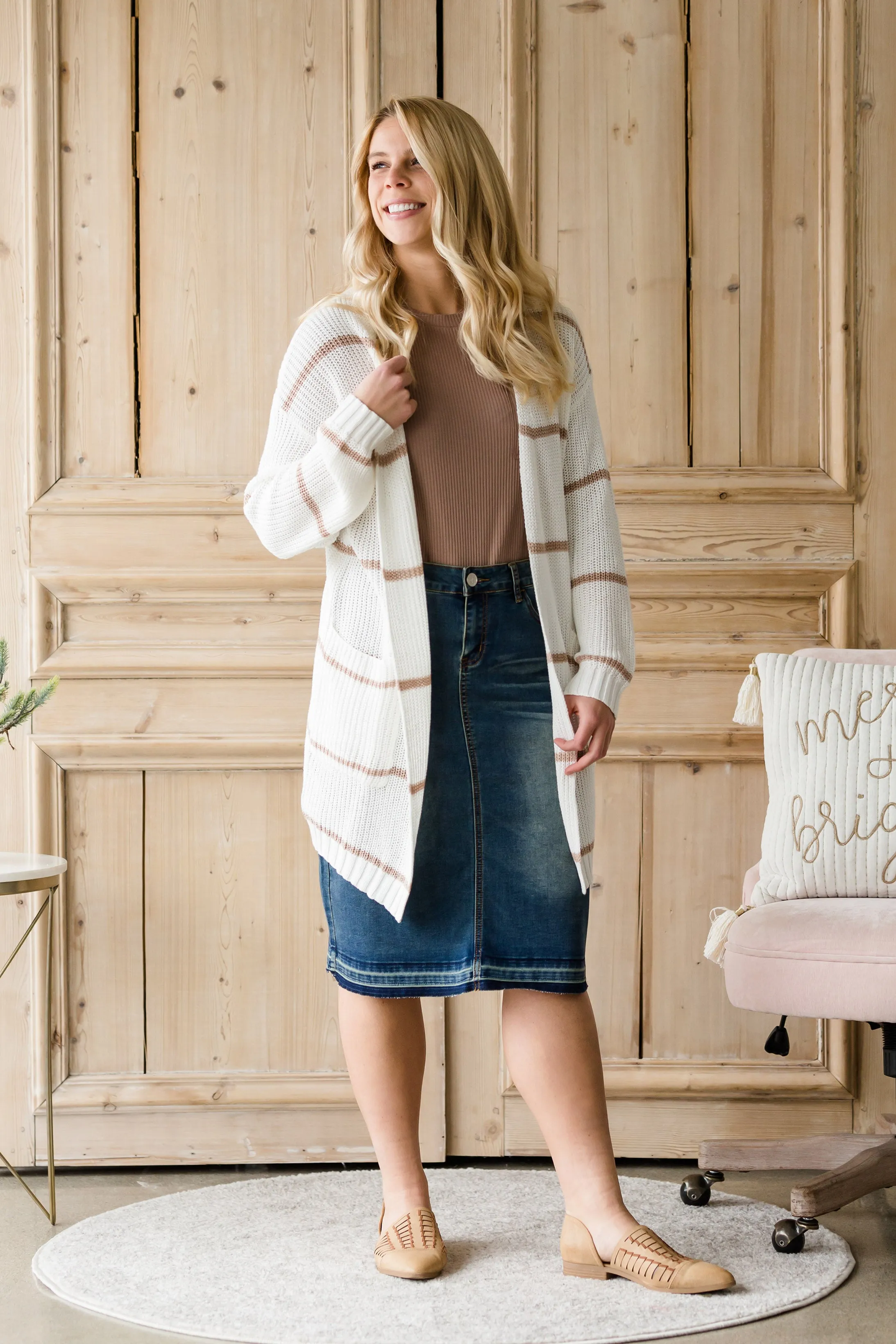 Classic Striped Neutral Cardigan - FINAL SALE