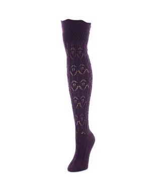 Diamond Pointelle Chunky Knit Over-The-Knee Warm Socks