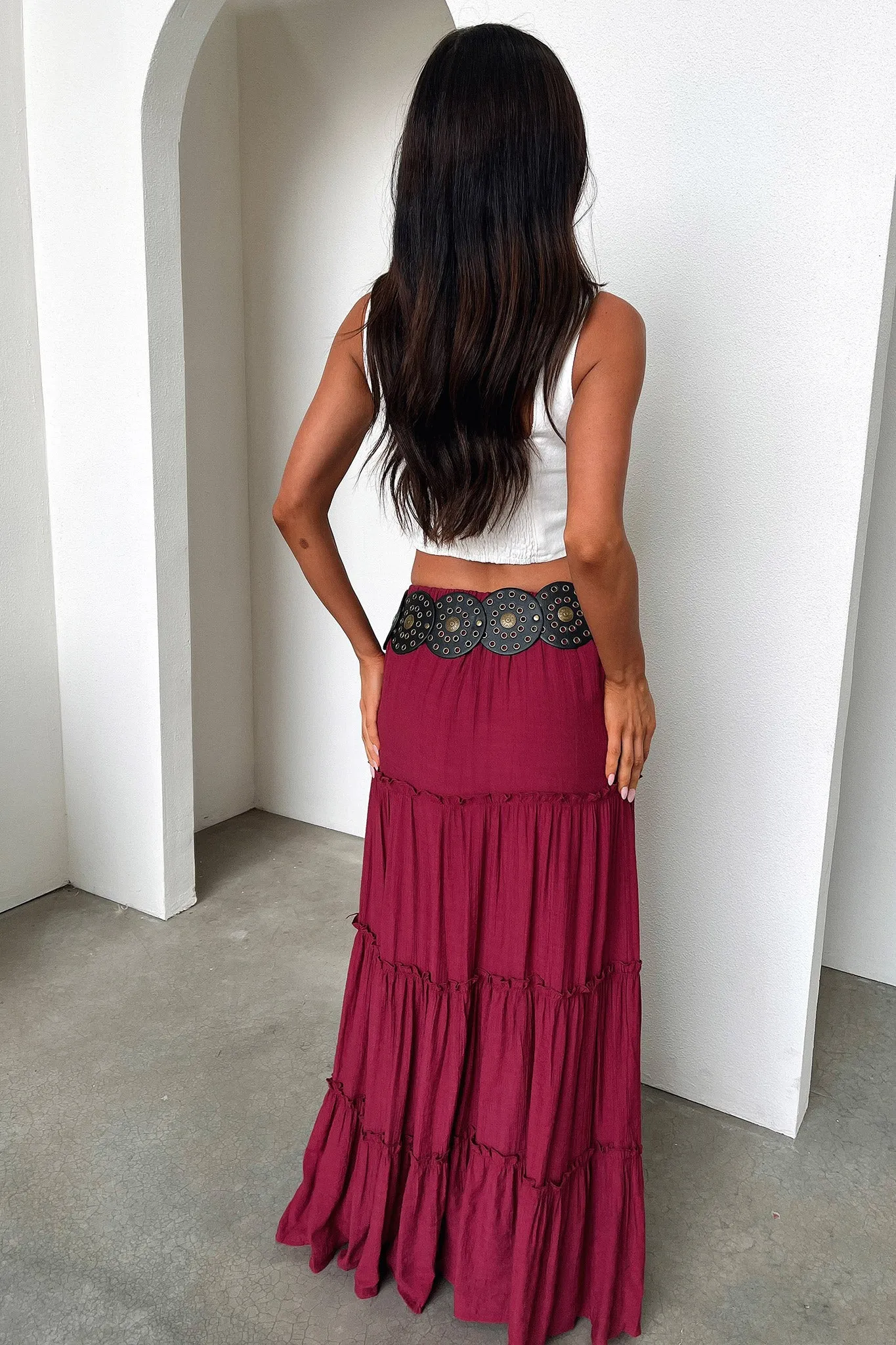 Dunne Maxi Skirt - Burgundy