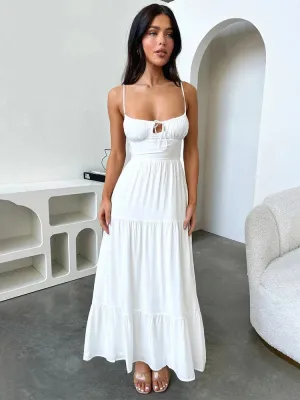 Elegant A-line Spaghetti Strap Spring Summer Backless Sexy Party Maxi Dress