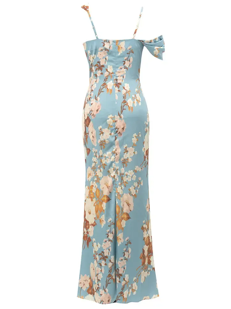 Elegant Floral Print Asymmetrical Dress