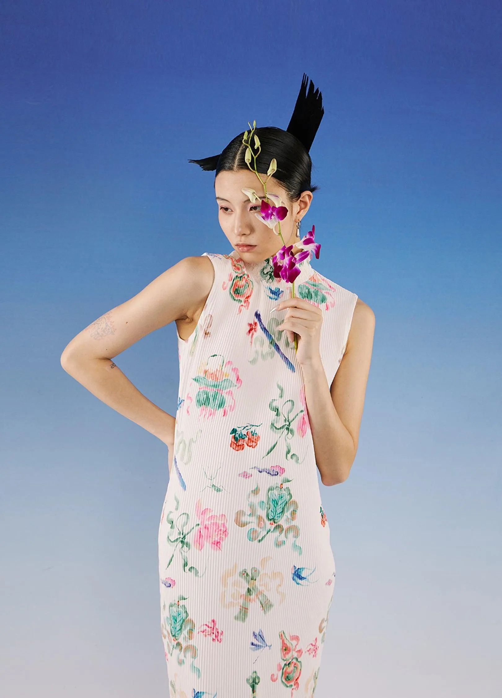 Elegant Floral Qipao Dress By Loumutaku