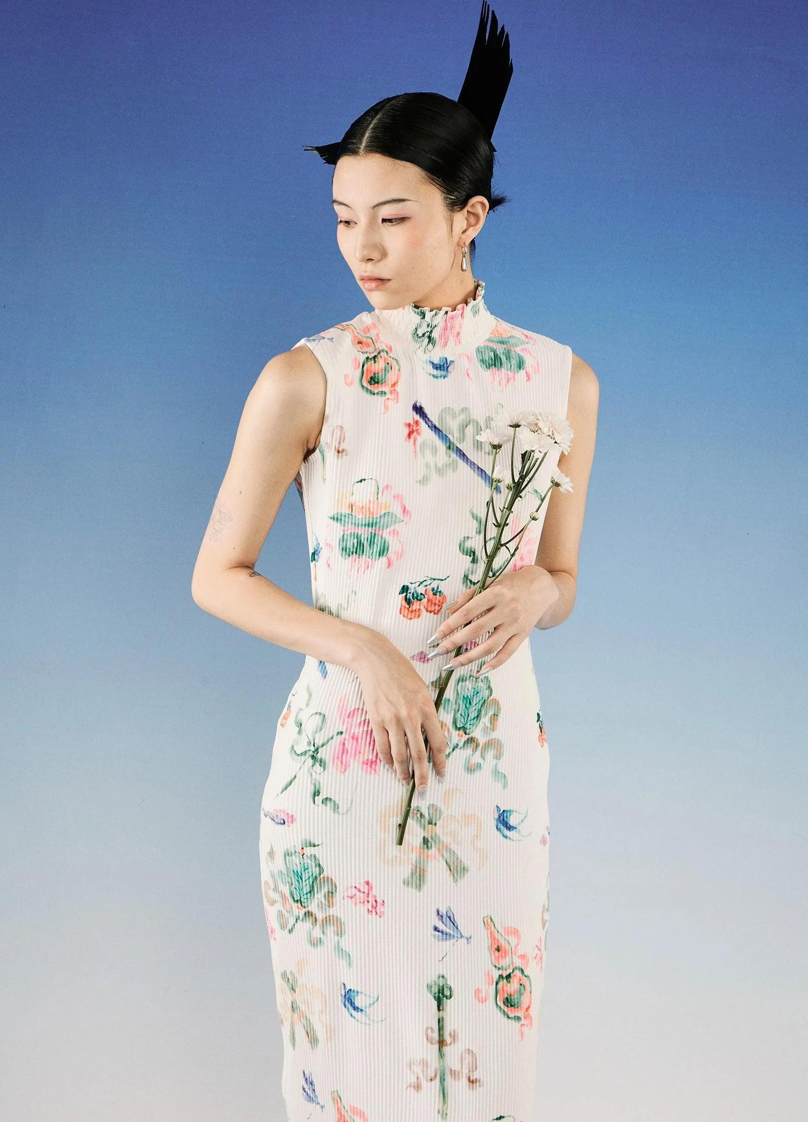 Elegant Floral Qipao Dress By Loumutaku