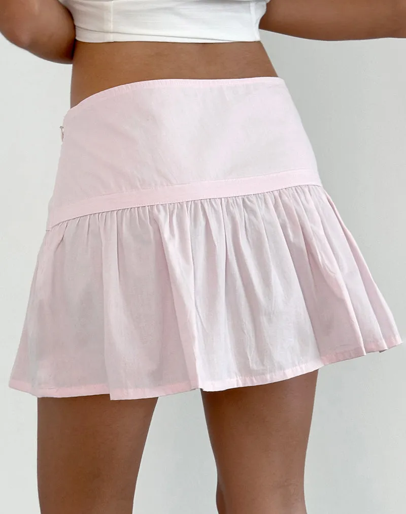 Fita Frill Bow Mini Skirt in Poplin Light Pink