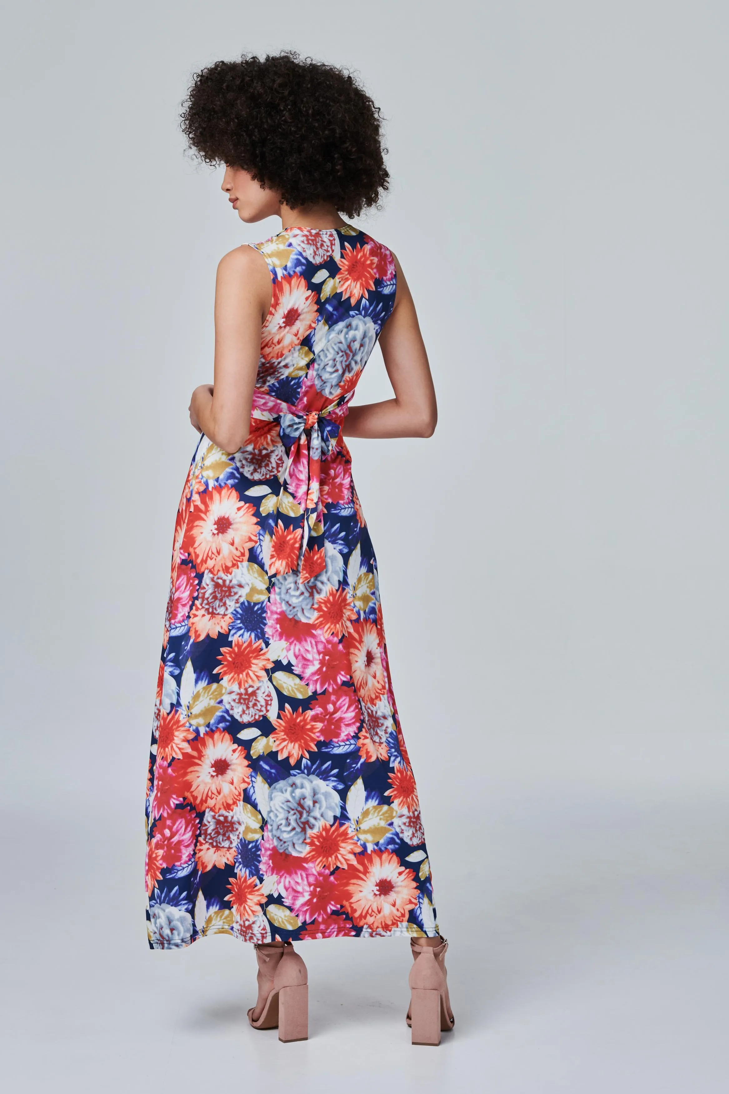 Floral Knot Front Maxi Dress