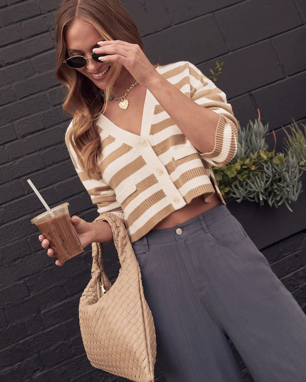 Grisella Striped Cropped Cardigan