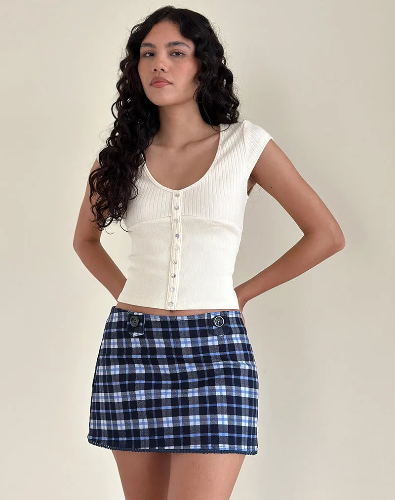 Gwen Mini Skirt in Dark Blue Tartan