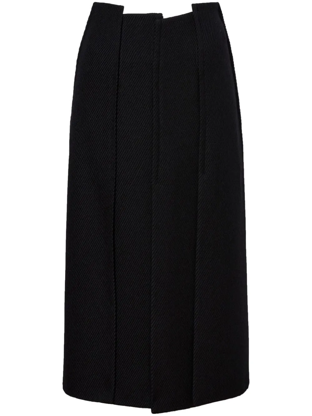 HIGH-WAIST WOOL TWILL MIDI SKIRT