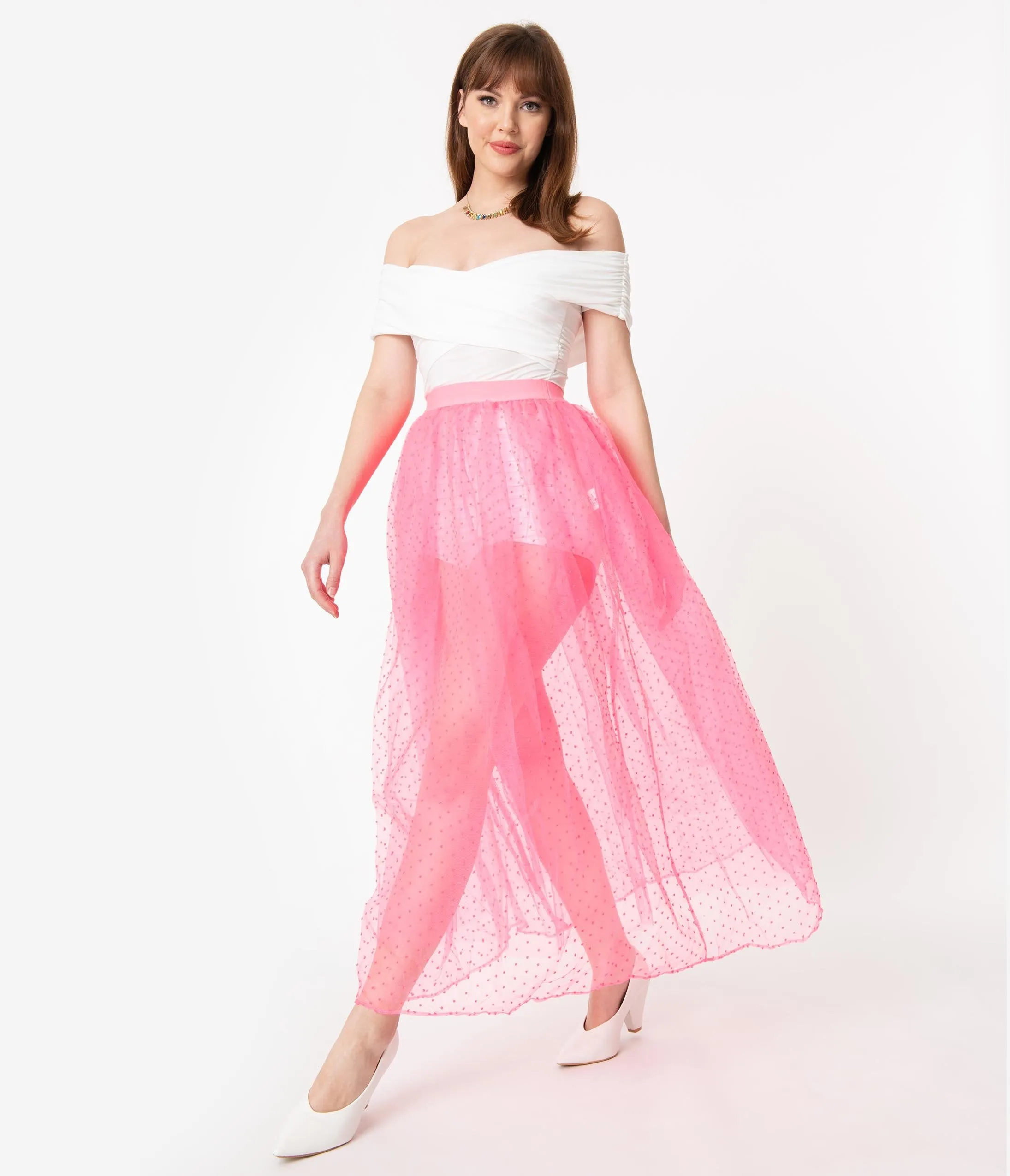 Hot Pink Swiss Dot Fairy Tale Tulle Long Skirt