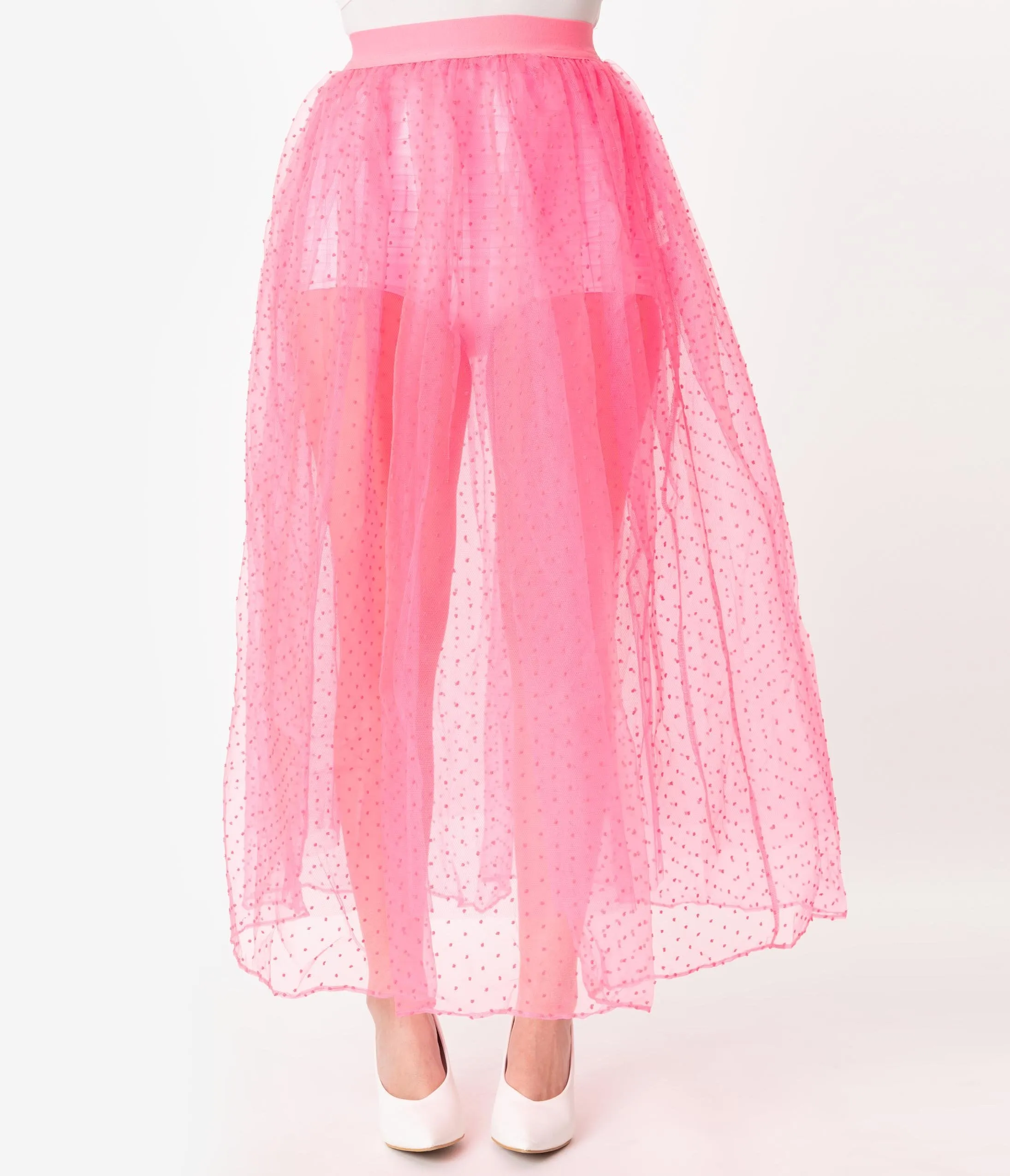 Hot Pink Swiss Dot Fairy Tale Tulle Long Skirt