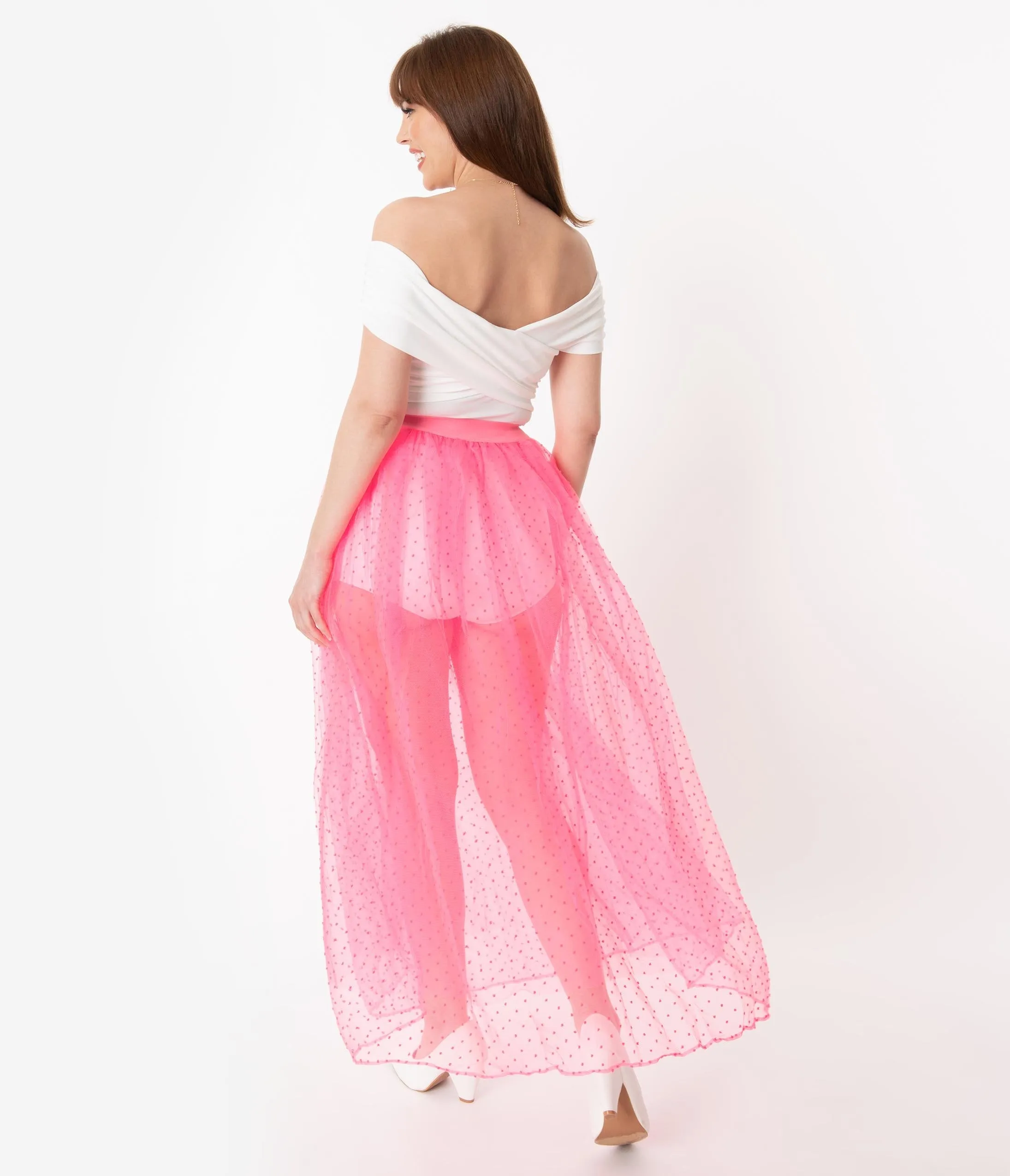 Hot Pink Swiss Dot Fairy Tale Tulle Long Skirt