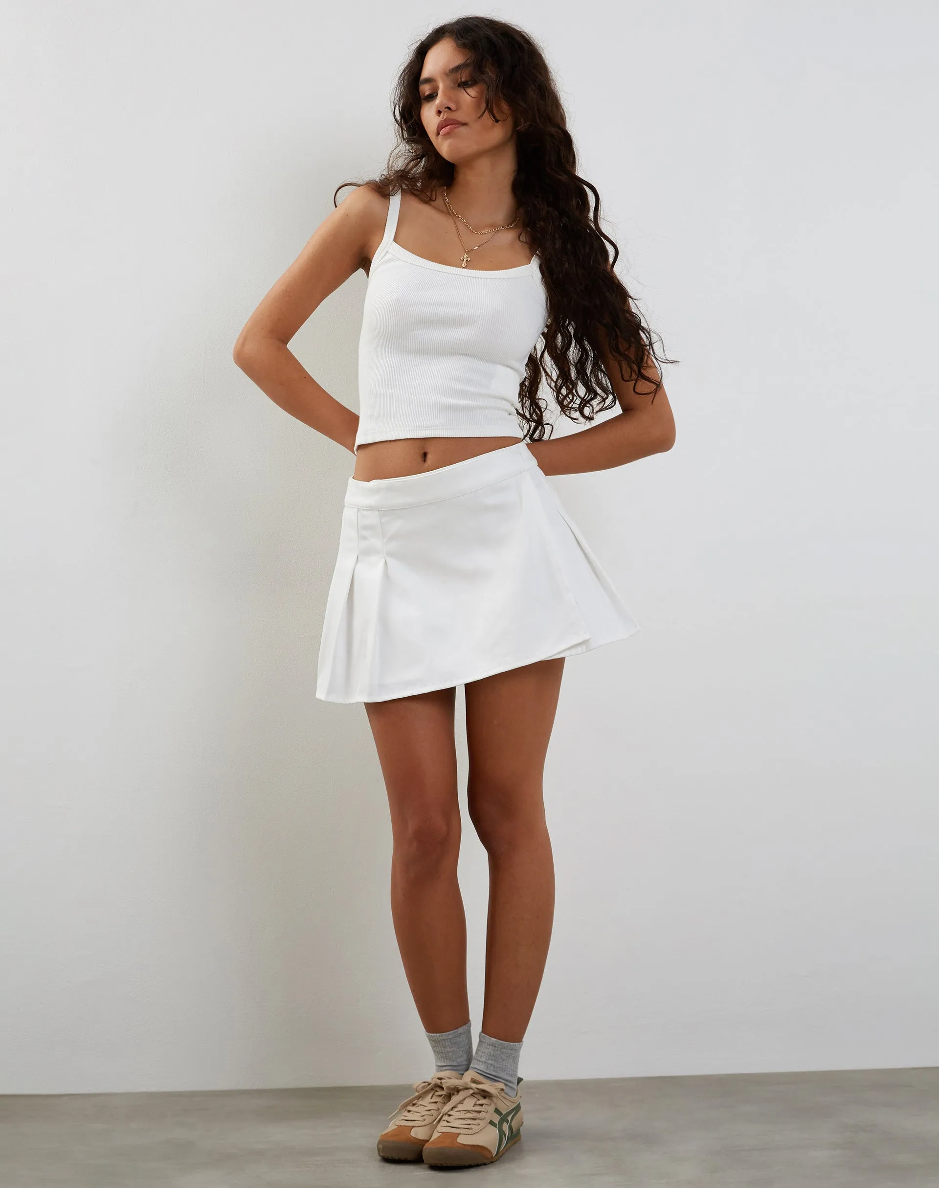 Inica Pleated Mini Skirt in Off White