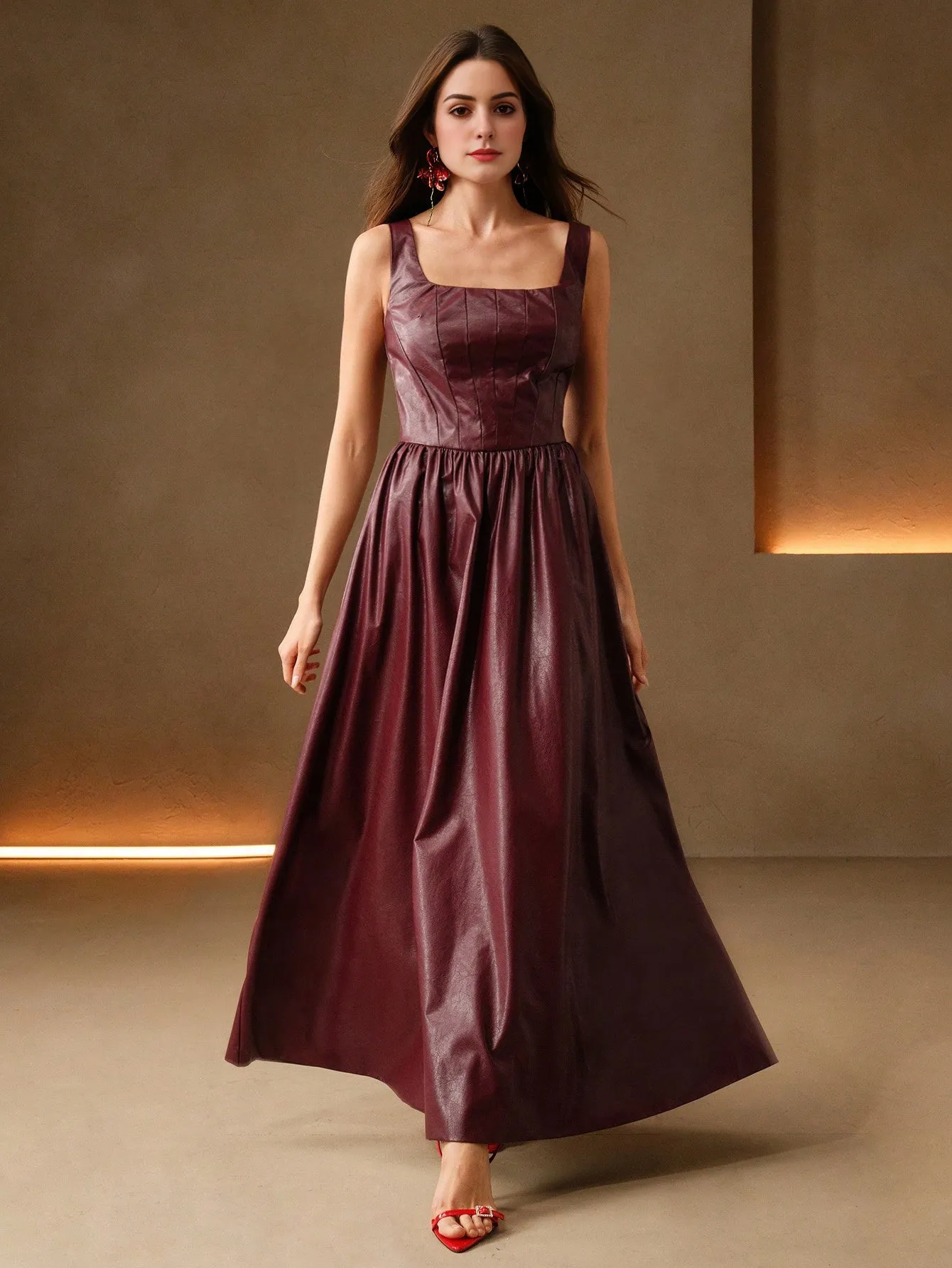 Isabella Pleated Waist Slimming Elegant Dress