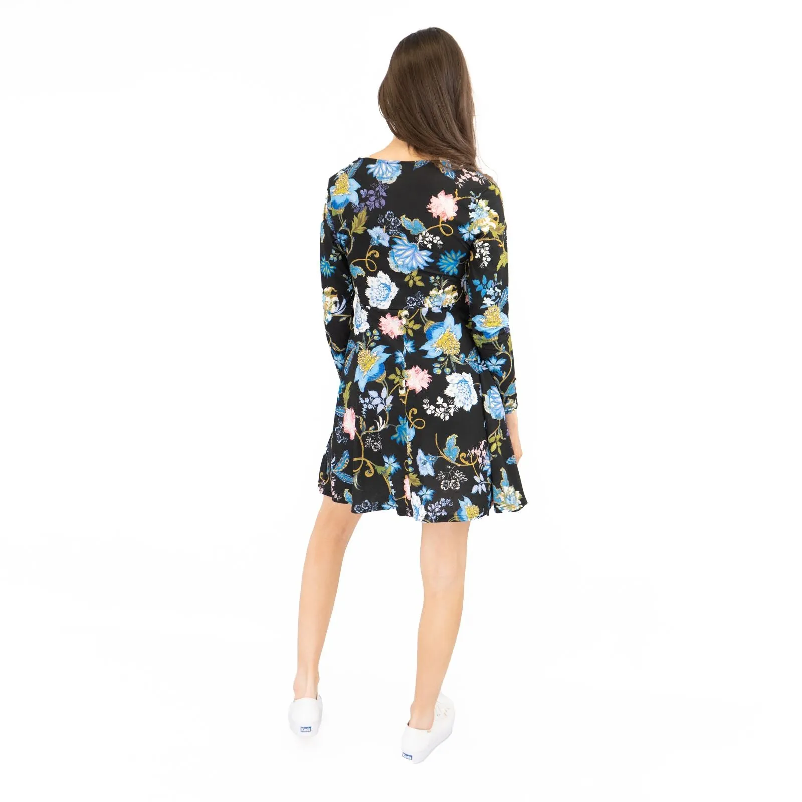 Karen Millen Black Floral Long Sleeve Summer Short Dress