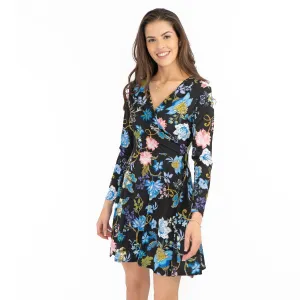 Karen Millen Black Floral Long Sleeve Summer Short Dress