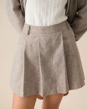 Khaki Pocket Pleated Mini Skirt