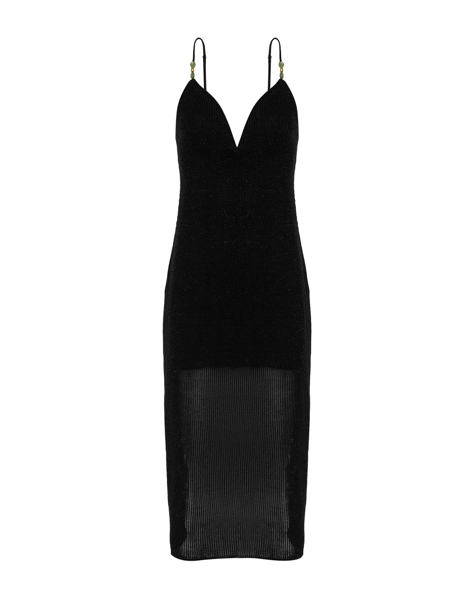 Knit Stone Midi Dress - Black