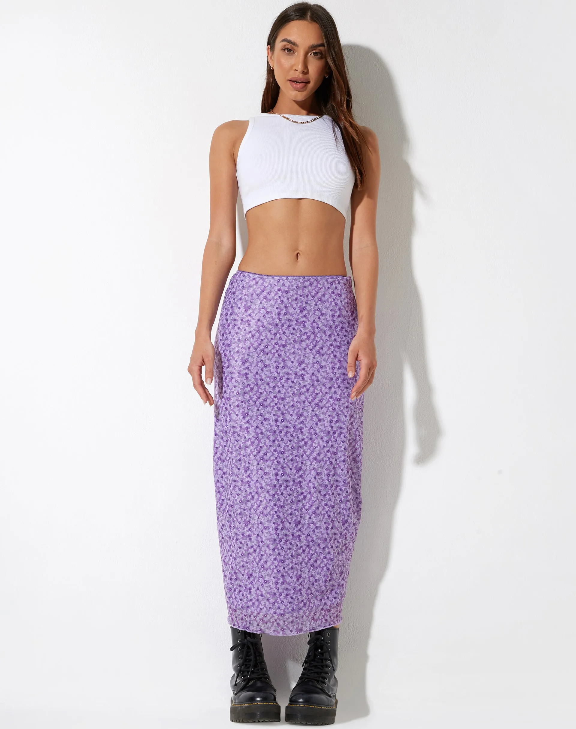 Lassie Maxi Skirt in Daisy Floral Lilac