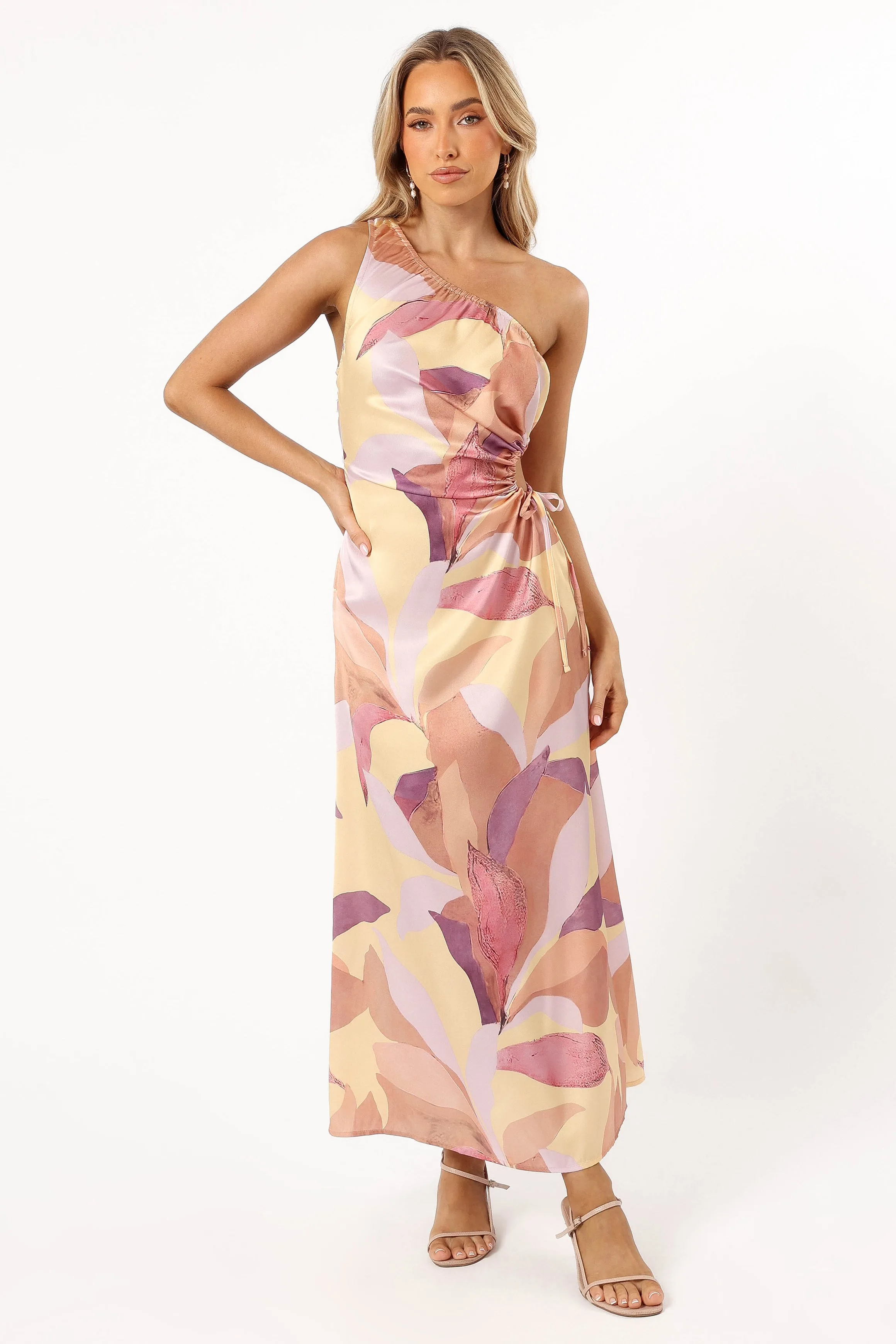 Lidia One Shoulder Maxi Dress - Warm Multi