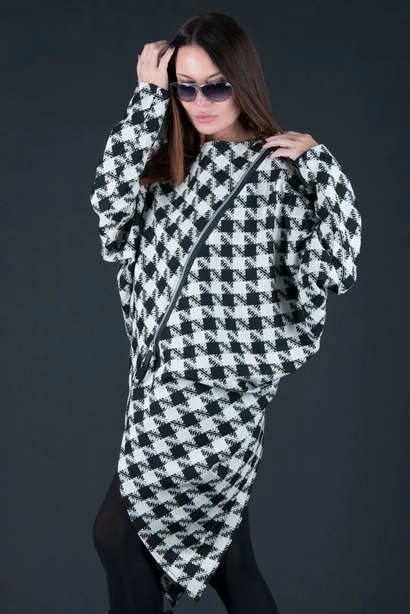 Loose Houndstooth  Cotton Tunic FABIANA