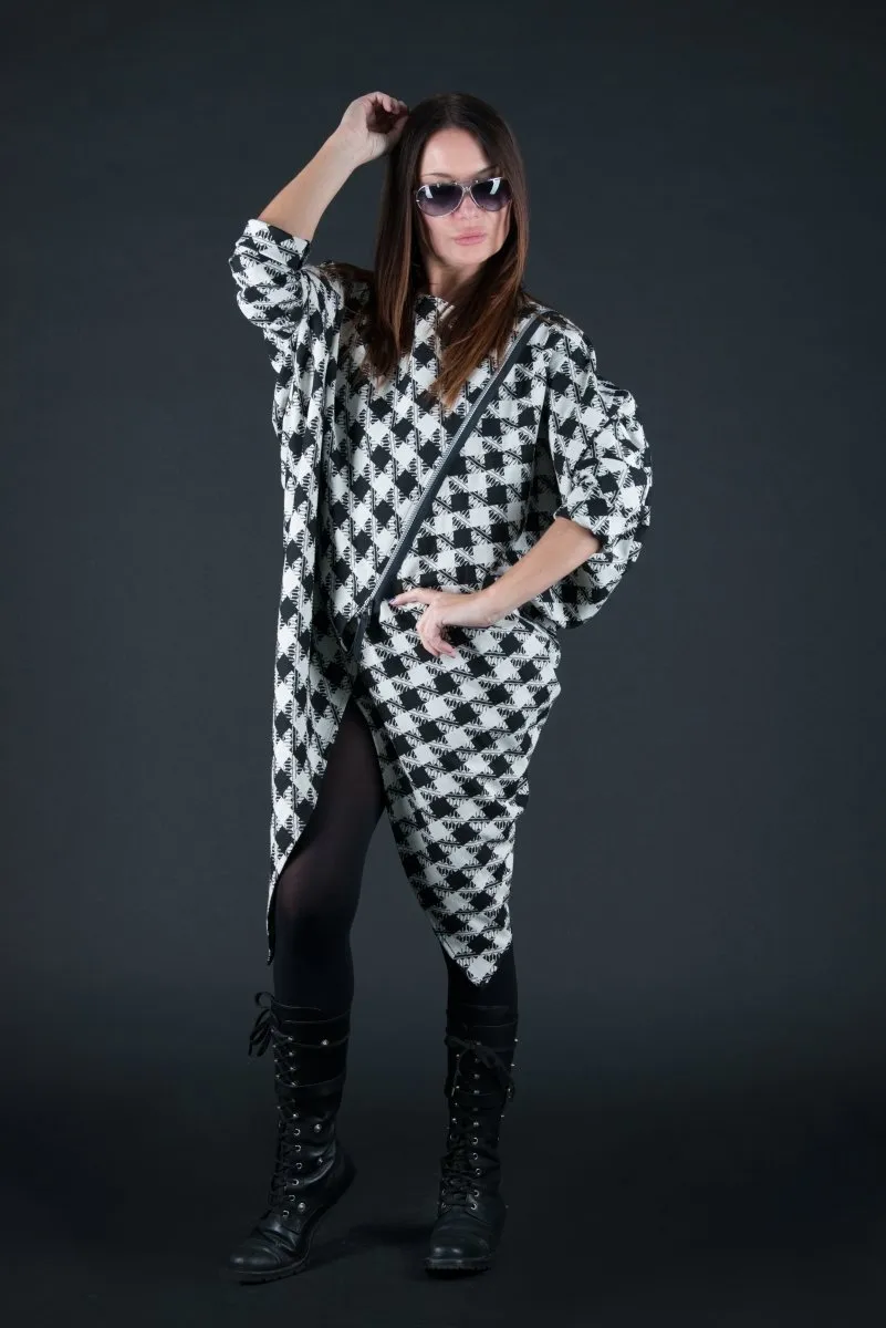 Loose Houndstooth  Cotton Tunic FABIANA