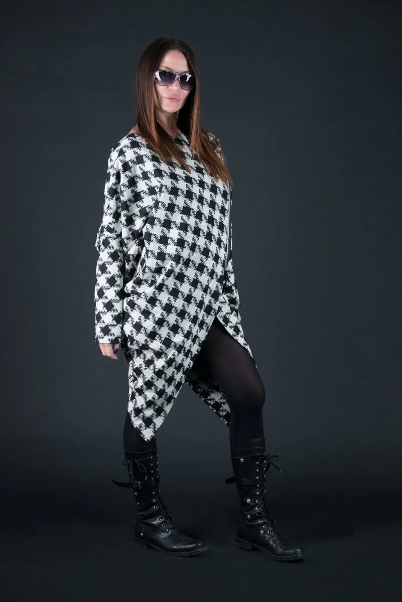 Loose Houndstooth  Cotton Tunic FABIANA