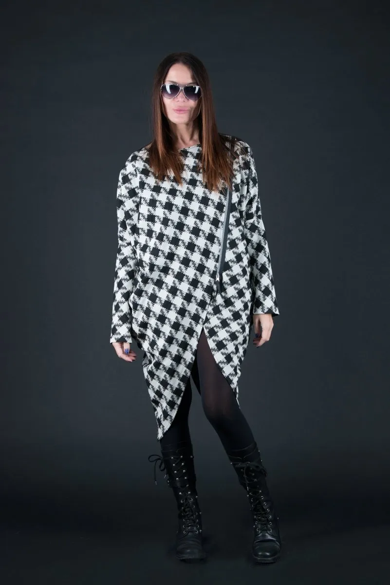 Loose Houndstooth  Cotton Tunic FABIANA