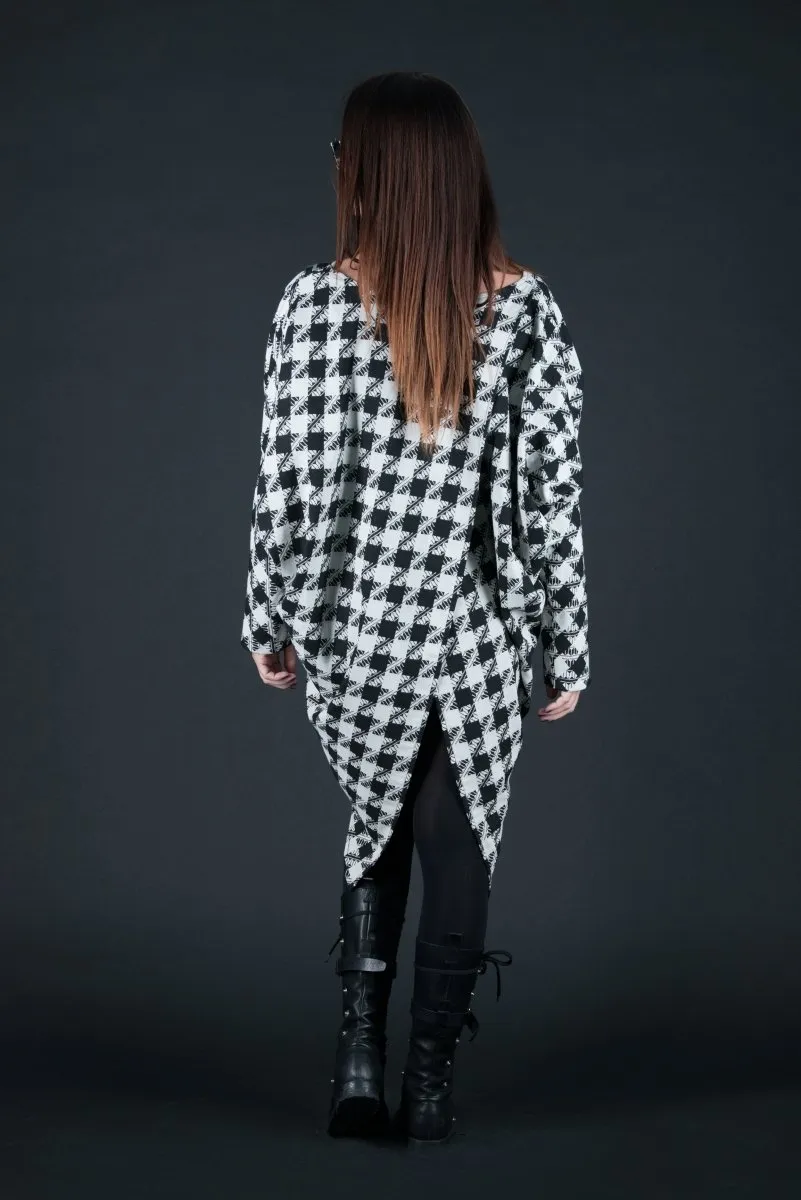 Loose Houndstooth  Cotton Tunic FABIANA