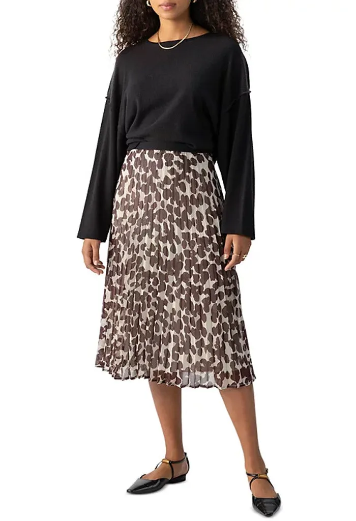 New Pleated Midi Skirt-Chocolate Spots