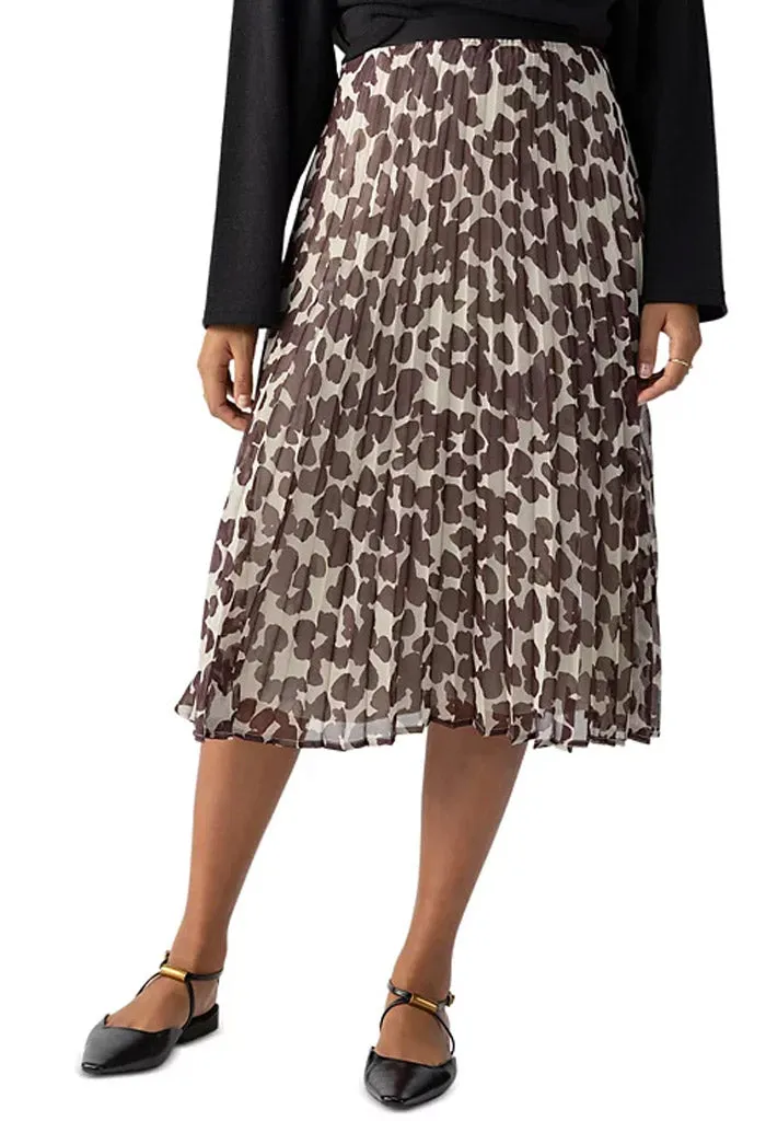 New Pleated Midi Skirt-Chocolate Spots