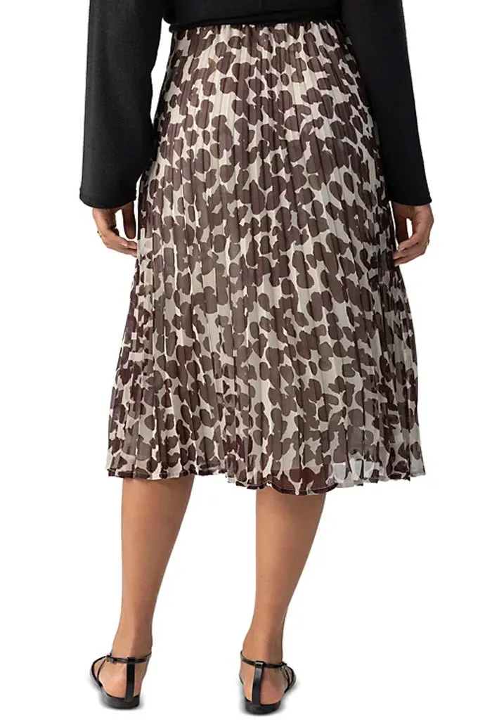 New Pleated Midi Skirt-Chocolate Spots