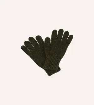 Olive Merino Wool Knitted Gloves