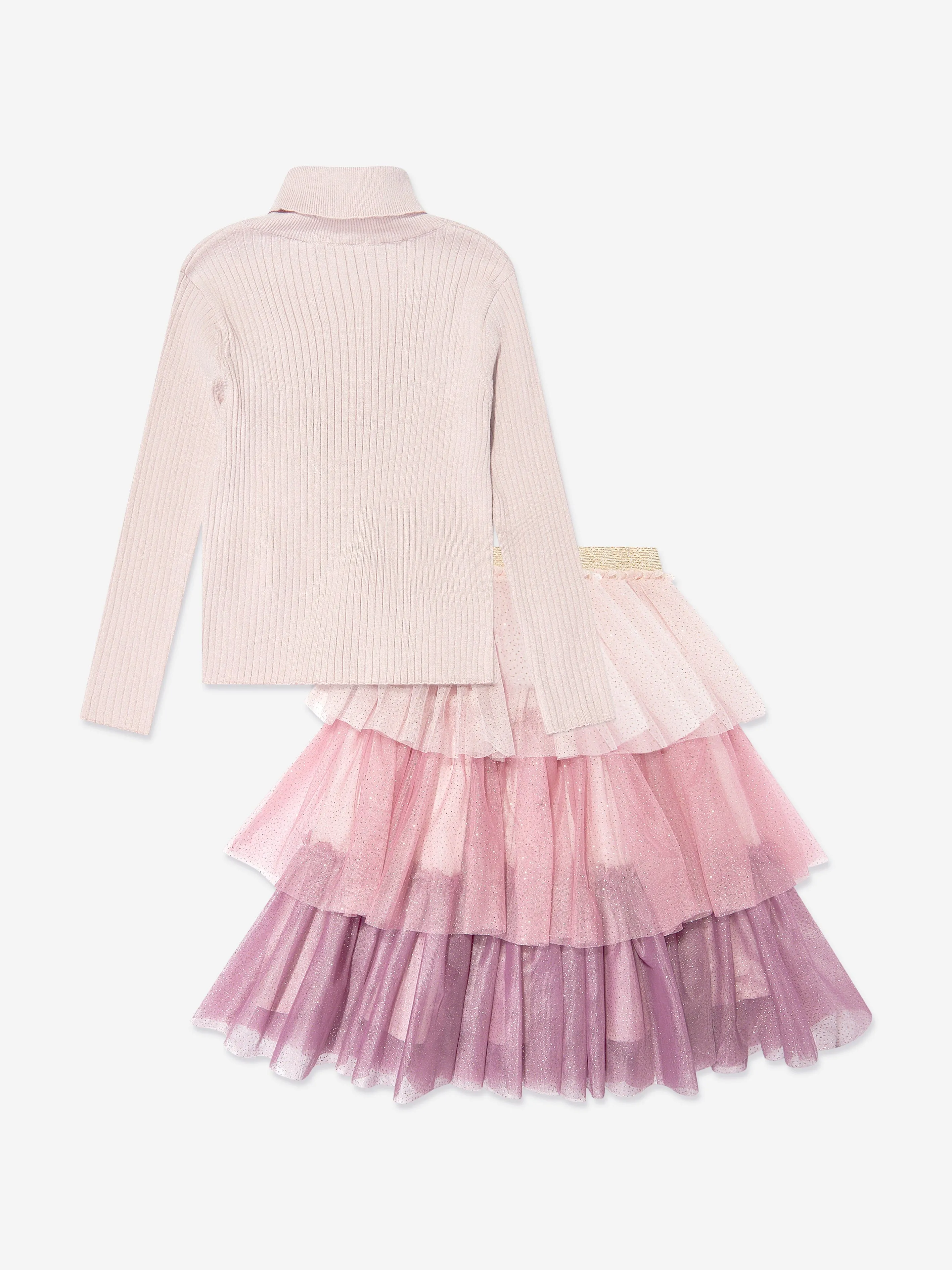 Patachou Girls Tulle Skirt Set in Multicolour