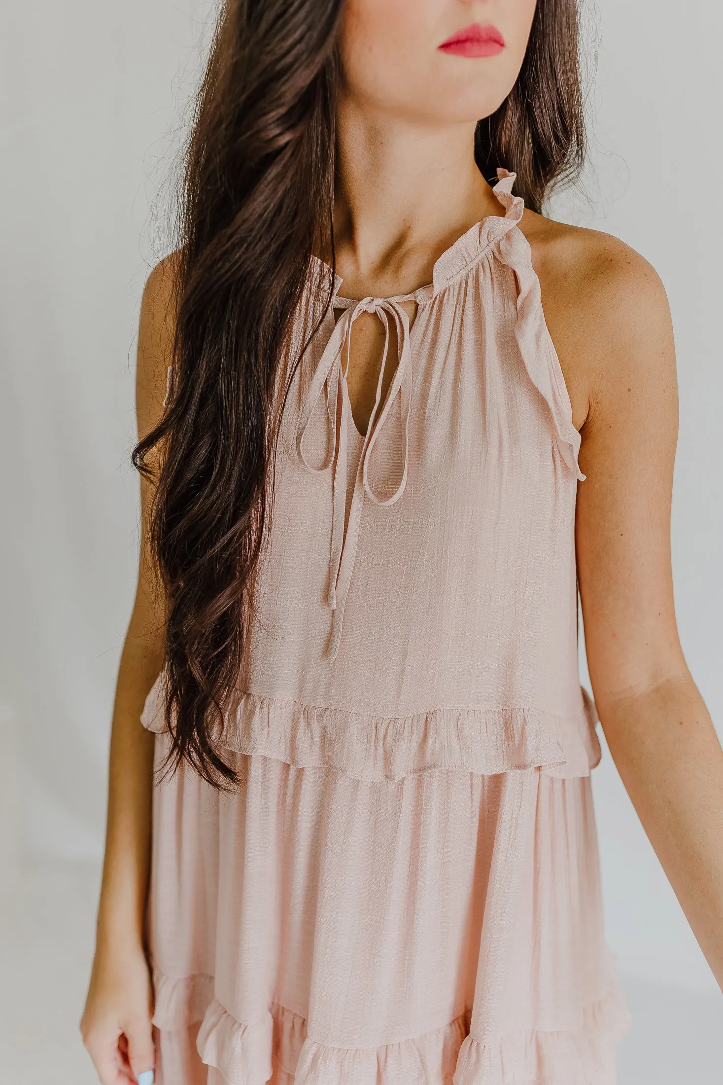 "Stunning Sights" Blush Sleeveless Midi Dress (S-3XL)